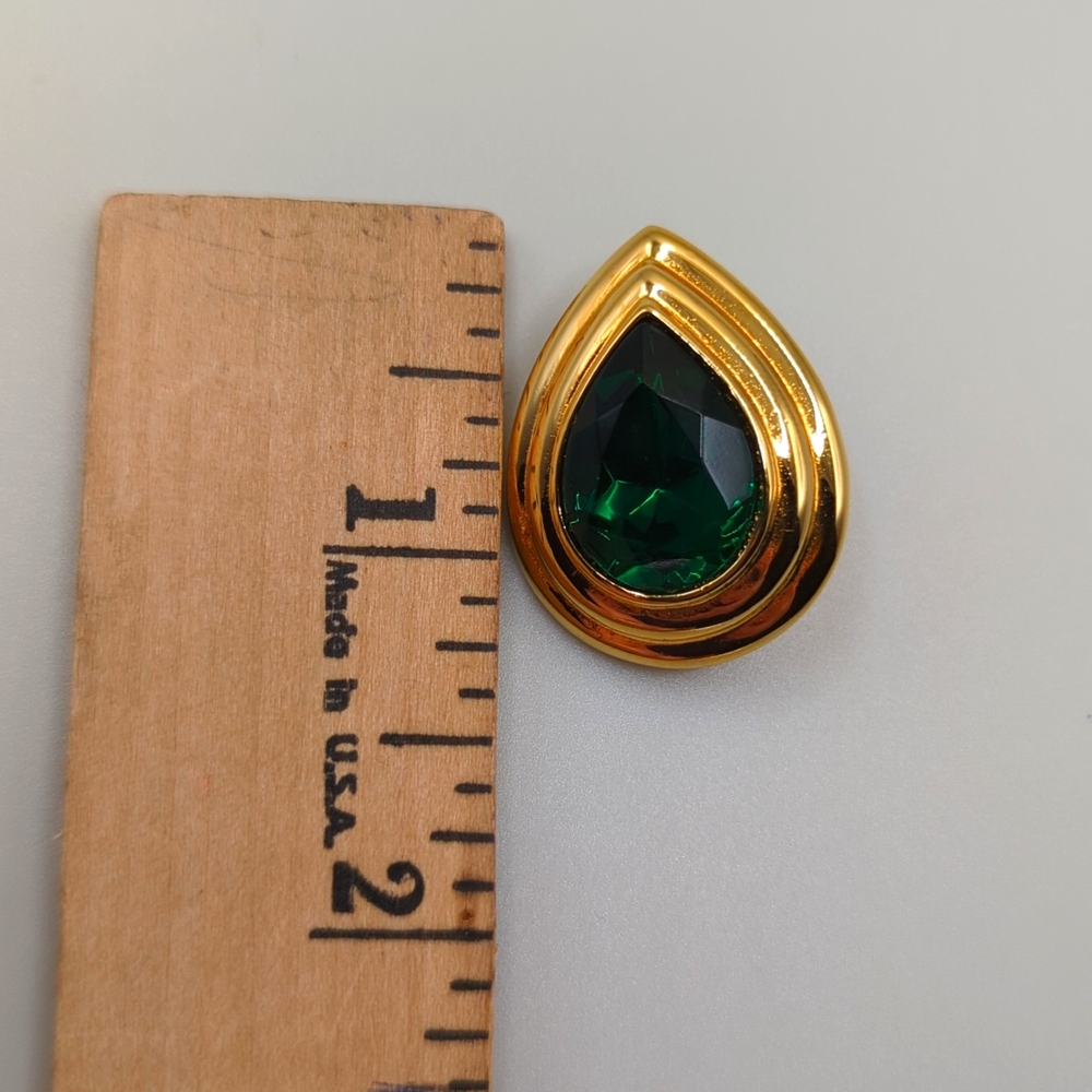 Kenneth Jay Lane Emerald Tone Teardrop Enhancer Pendant - Picture 9 of 9